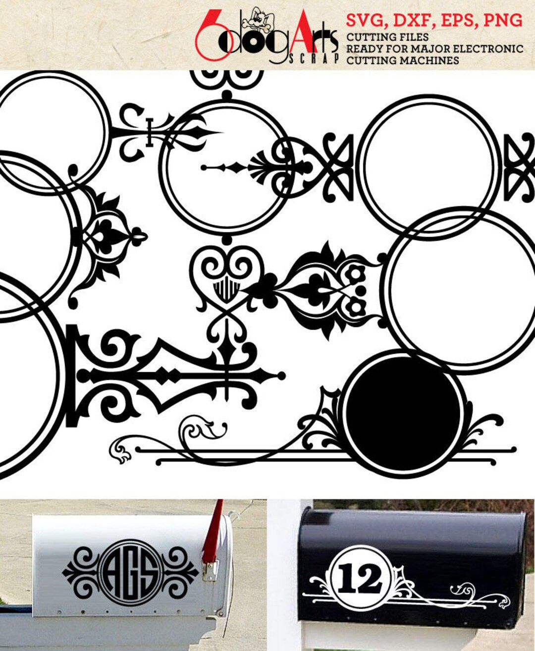 Mailbox Monogram Frames Digital Files Svg Dxf Eps Png - Etsy