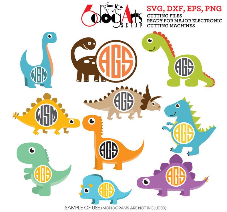 Download Dinosaur Monogram Frames Vector Digital Cut Files Svg Dxf Eps | Etsy