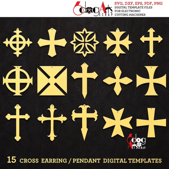 15 Leather Wood Cross Earring Templates Vector Digital SVG DXF