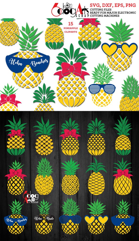 Download Free 15 Pineapple Clip Arts Vector Digital Cut Files Svg Dxf Aloha Etsy SVG Cut Files