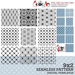 Bundle de motifs sans couture 9 x 2 modèles numériques SVG DXF fichiers vectoriels Laser GlowForge Cricut découpe téléchargement immédiat JB-2106