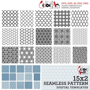 Lot de motifs sans couture 15 x 2 modèles numériques SVG DXF fichiers vectoriels Laser GlowForge découpe Cricut téléchargement immédiat JB-2104