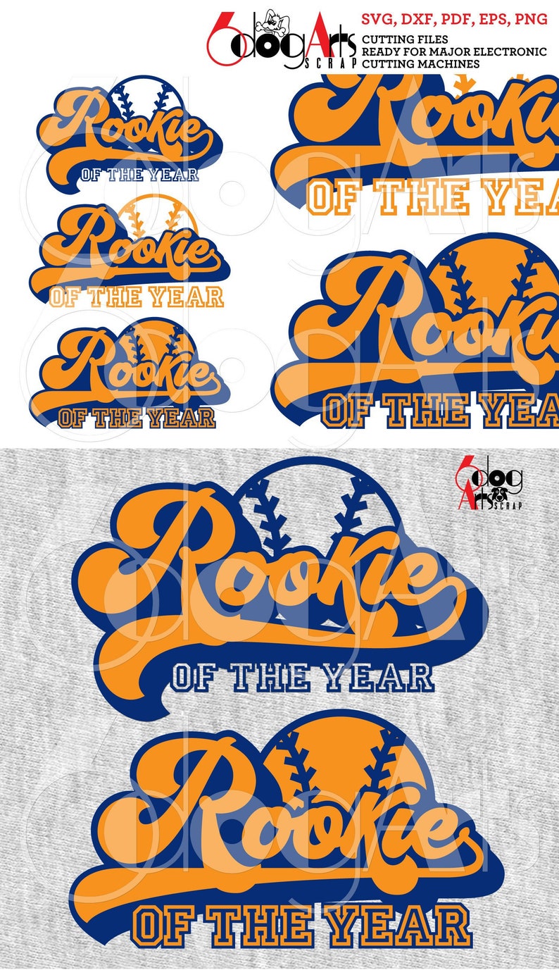 Baseball Rookie of the Year Vector Files SVG DXF Silhouette Cricut Motivational Download Heat Press Transfer Vinyl Cutting JB-1265 image 1