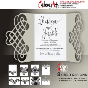 8 Kalligrafische Spitze Kartenvorlagen Digitaler Schnitt SVG DXF Dateien Hochzeitseinladung Briefpapier Schneidbare Download Silhouette Cameo Cricut JB-881