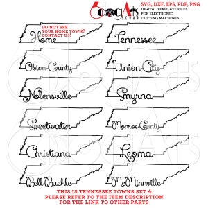 Tennessee (deel 4) omtrek typografiebestanden SVG DXF GlowForge lasergesneden Cricut downloaden snijden gravure zeefdruk JB-470d