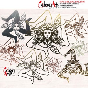 10 dessins de drapeau sicilien Medusa Trinacria fichiers numériques Svg Dxf vecteur imprimable téléchargement bricolage vinyle Cricut laser plasma découpe JB-1666
