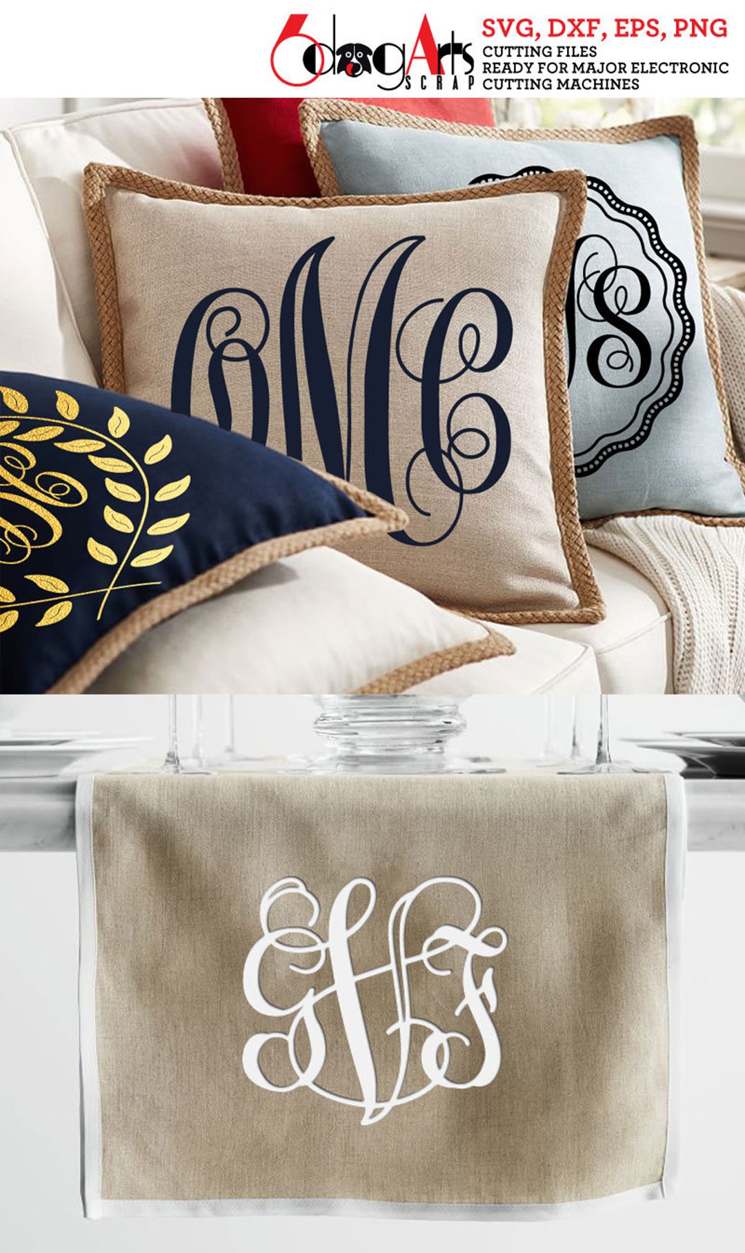 Elegant Monogram Letters Digital Images Svg Dxf Eps Png Silhouette ...