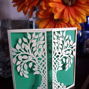 2 Celtic Tree Gate-fold Bi-fold Card Templates Digital Cut SVG DXF Files Wedding Invitation Laser Cutting Download Silhouette Cricut JB-1714 image 6