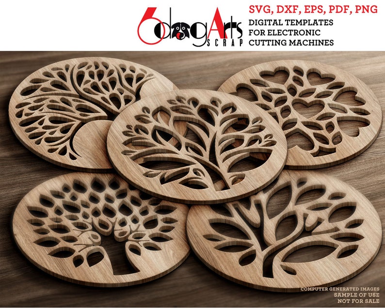 Download 12 Tree Coaster Grill Trivet Templates Vector Digital Svg Dxf Etsy