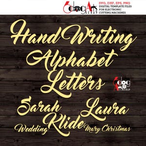 Écriture à la main lettres de l'alphabet SVG DXF Images vectorielles monogramme découpes vinyle fer à chaud presse transfert Silhouette Cricut JB-568