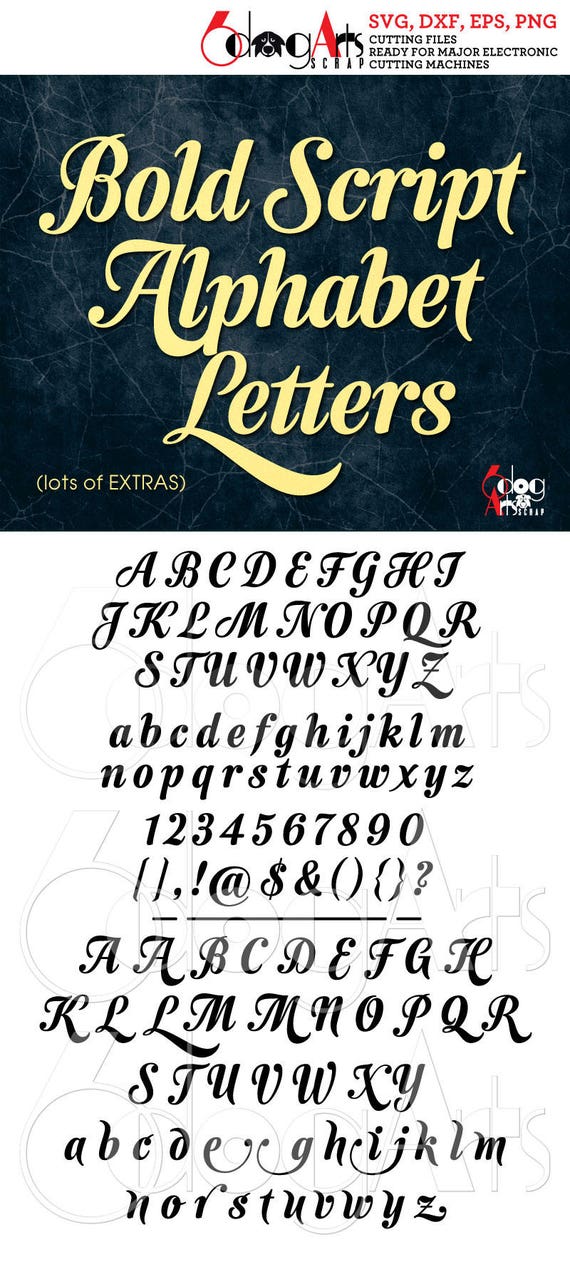 Bold Script Alphabet Letters SVG DXF Vector Images Monogram 