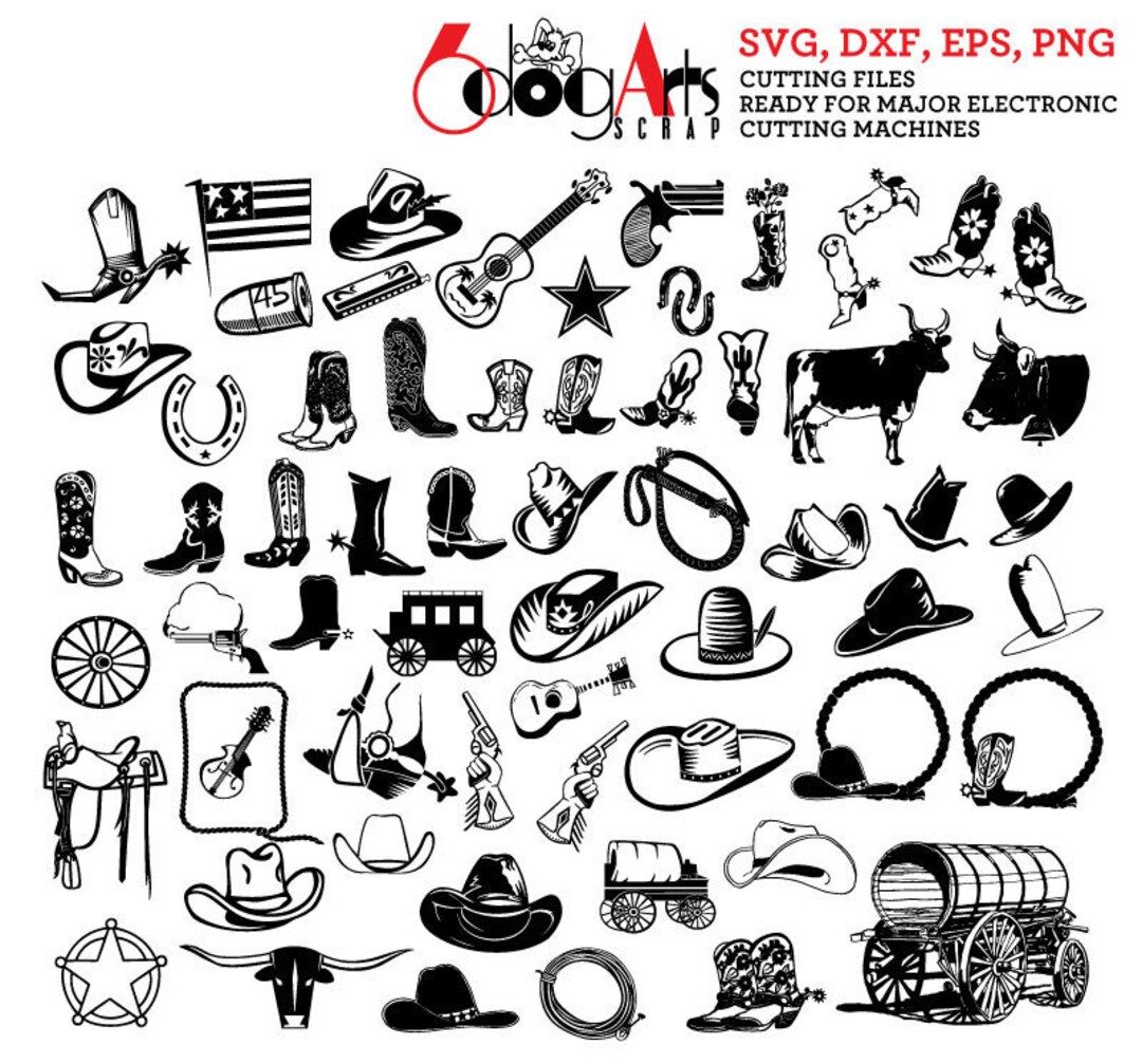 Wild West Cowboy Digital Files Svg Dxf Eps Png Silhouette SCAL Cricut ...