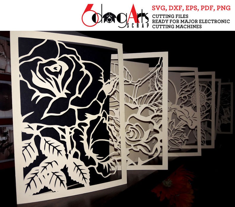 Download 6 BiFold Floral Lace Card Templates Digital Cut SVG DXF Files | Etsy