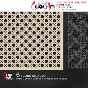 6 plantillas digitales con patrones de caña de ratán realistas para marcar y cortar, archivos SVG y DXF, corte láser, GlowForge, descarga instantánea, JB-2035