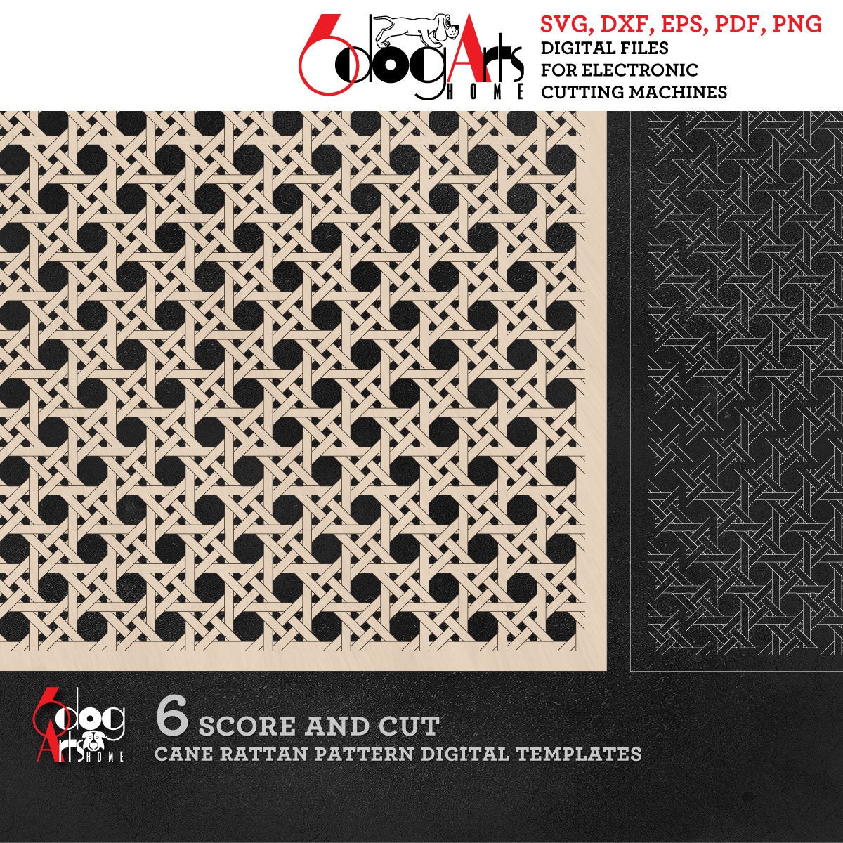 6 Score and Cut Realistic Rattan Cane Pattern Digital Templates SVG DXF ...