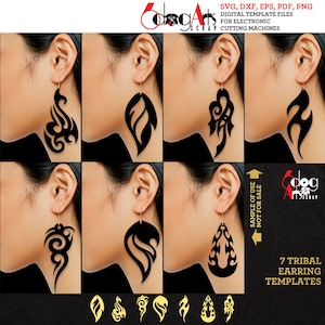 7 Ohrringe SVG DXF Vorlagen Tribal Holz Acryl Metall Leder Schmuck Download Vektor Digitale Dateien Laser Cricut Schneiden JB-1172