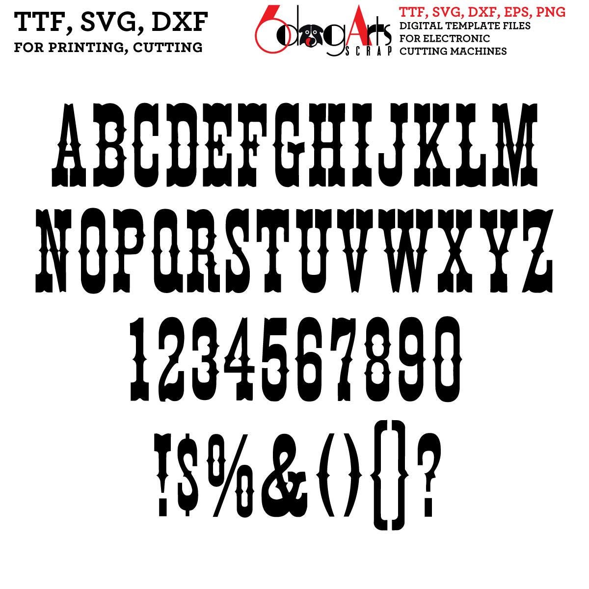 Svg Vector Lettering Western TTF Font and SVG Vector Alphabet Letters for Laser Cutting ...