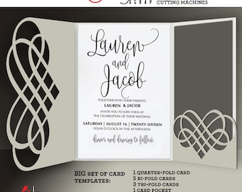 18 Lace Envelope, Card, Band Templates Digital Cut SVG DXF Files Wedding Invitation Stationery Cuttable Download Silhouette Cricut JB-920