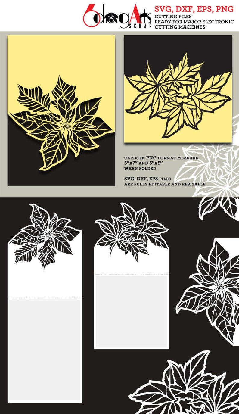 Download Poinsettia Leaves Lace Card Templates Digital Cut SVG DXF ...