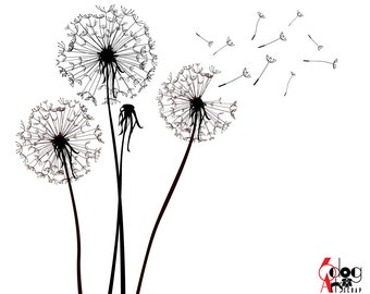 Dandelions Digital Vector Files SVG DXF Printable Instant Download Wall Decal Cutting Engraving Screen Printing JB-921