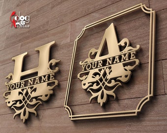 Letras de monograma divididas, archivos vectoriales SVG DXF, fuente de monograma, letras recortables, vinilo termoadhesivo, transferencia por prensa de calor, Silhouette Cricut JB-1245