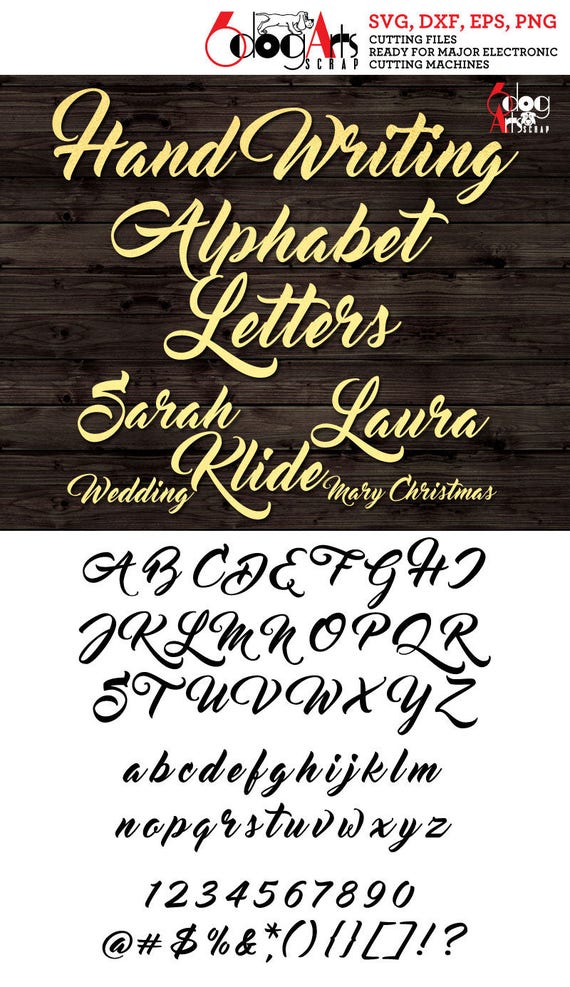 Hand Writing Alphabet Letters SVG DXF Vector Images Monogram - Etsy Denmark