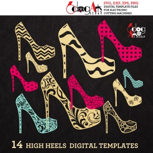 High Heel Shoes Digital Files Svg Dxf Eps Png - Silhouette SCAL Cricut ...