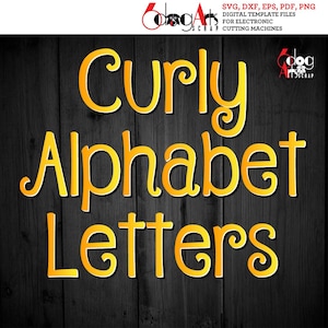 Letras del alfabeto rizado Archivos digitales SVG DXF Vinilo Troquelado Silueta Cricut Imprimible Vector Descargar Serigrafía JB-1288