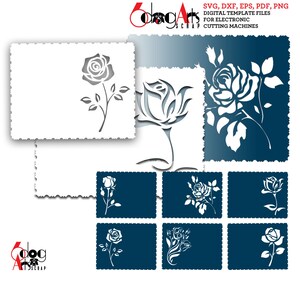 6 Retro ausgebogte Blumenspitze Kartenvorlagen Digitaler Schnitt SVG DXF-Dateien Hochzeitseinladung Laser schneidbar Download Silhouette Cricut JB-1333
