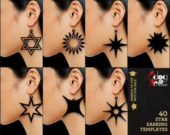 40 Star Earring SVG DXF Templates Wood / Acrylic / Metal Jewelry Download Vector Digital Files Laser Cricut Plasma Cutting JB-2067