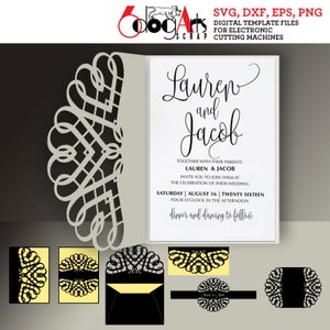 6 Blättern Sie Spitze Karte / Umschlag Vorlagen Digitaler Schnitt SVG DXF Hochzeitseinladung Briefpapier Laser Schneidbare Download Silhouette Cricut JB-906c