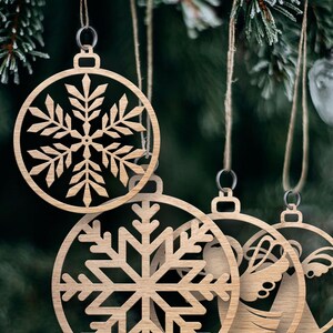 25 Snowflake Christmas New Year Tree Ornaments Vector Digital Files SVG ...