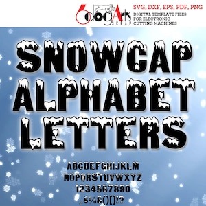 Archivos vectoriales SVG DXF del alfabeto de Snowcap Letras recortables de monograma Vinilo para planchar Imprimible Transferencia de calor Silueta Cricut JB-1298