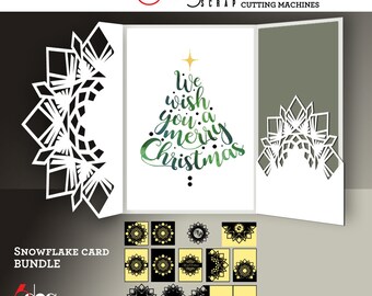 10 modèles de cartes de Noël flocons de neige (fichiers numériques SVG et DXF) pour invitations de mariage, découpe laser, Silhouette et Cricut (téléchargement instantané JB-926)