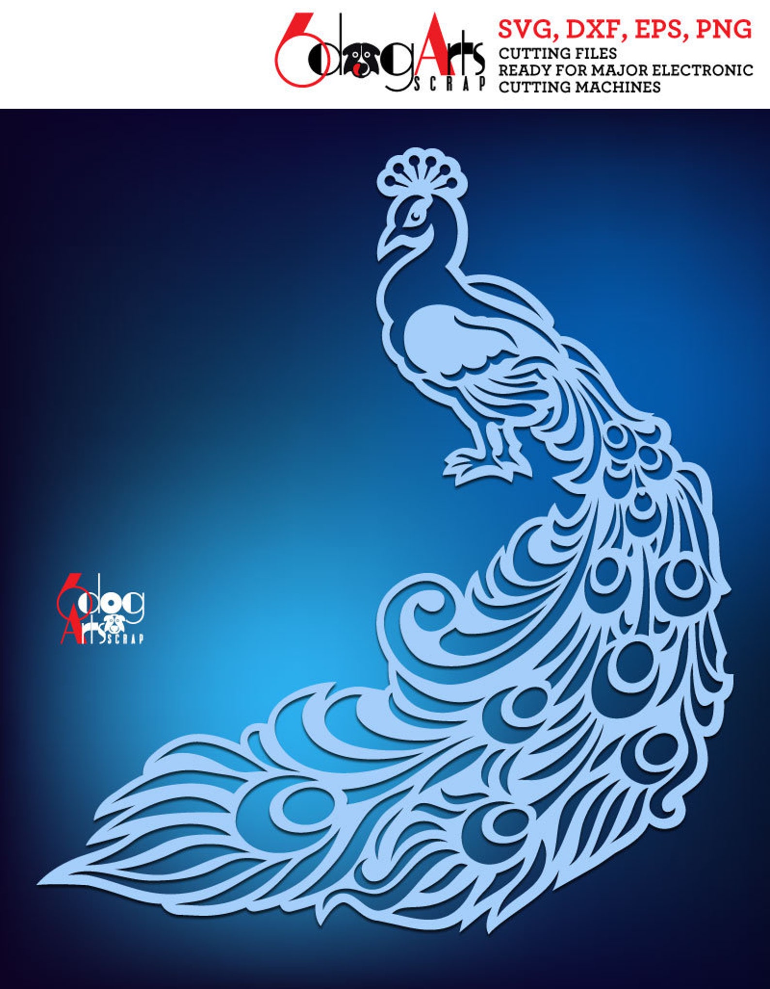 Peacock Clip Art Vector Digital Cut Files SVG DXF Cuttable Etsy