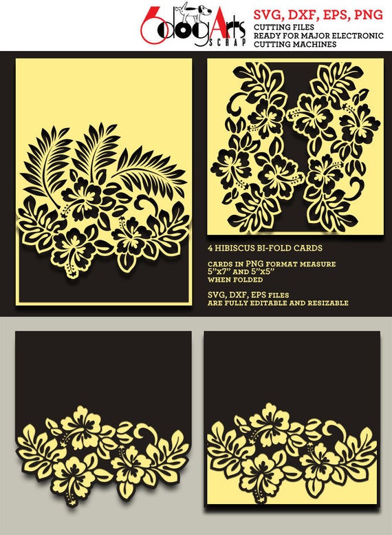 Download 4 Hibiscus Lace Card Templates Digital Cut Svg Dxf Files Etsy PSD Mockup Templates