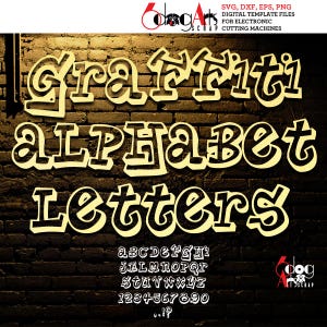 Graffiti lettres Images numériques Svg Dxf Eps Png Silhouette SCAL Cricut imprimable vecteur téléchargement pour découpe de vinyle papier bricolage JB-318