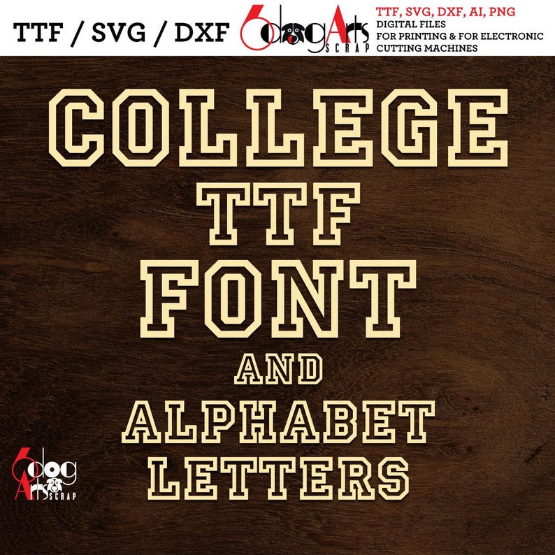 Varsity TTF Font & Alphabet SVG / Dxf Letters Digital Download for ...