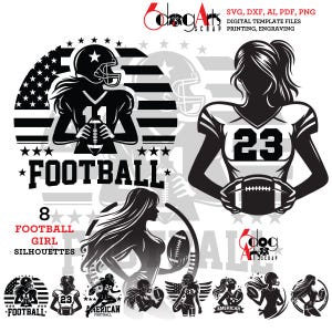 Fußball Silhouetten Digitale Dateien SVG PNG Becher T-shirt Vinyl Aufkleber Handwerk Laserschneiden Cricut Sofort-Download JB-2092
