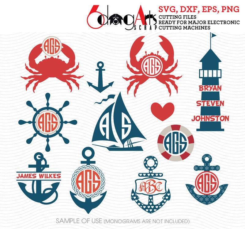 Download Nautical Monogram Frames Vector Digital Cut Files Svg Dxf ...