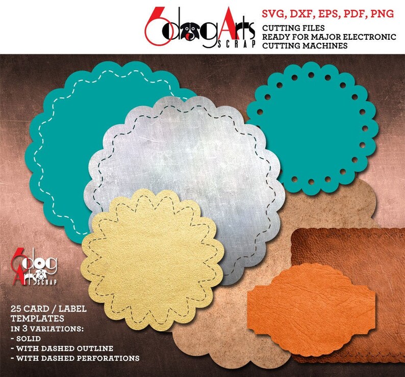 25 Scalloped Card / Label / Tag Templates Digital Cut Files | Etsy