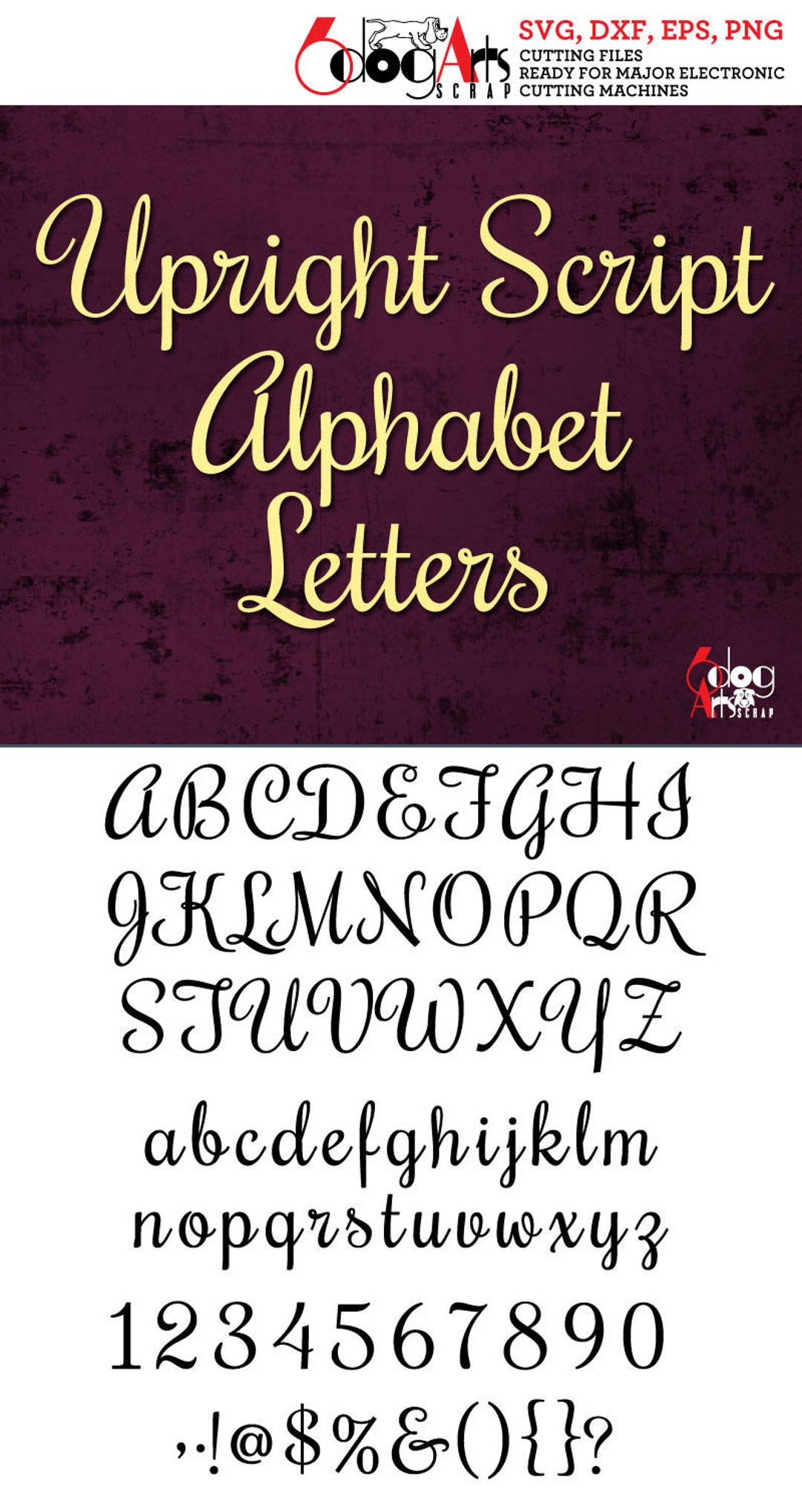 Upright Script Alphabet Letters SVG DXF Vector Images Monogram ...