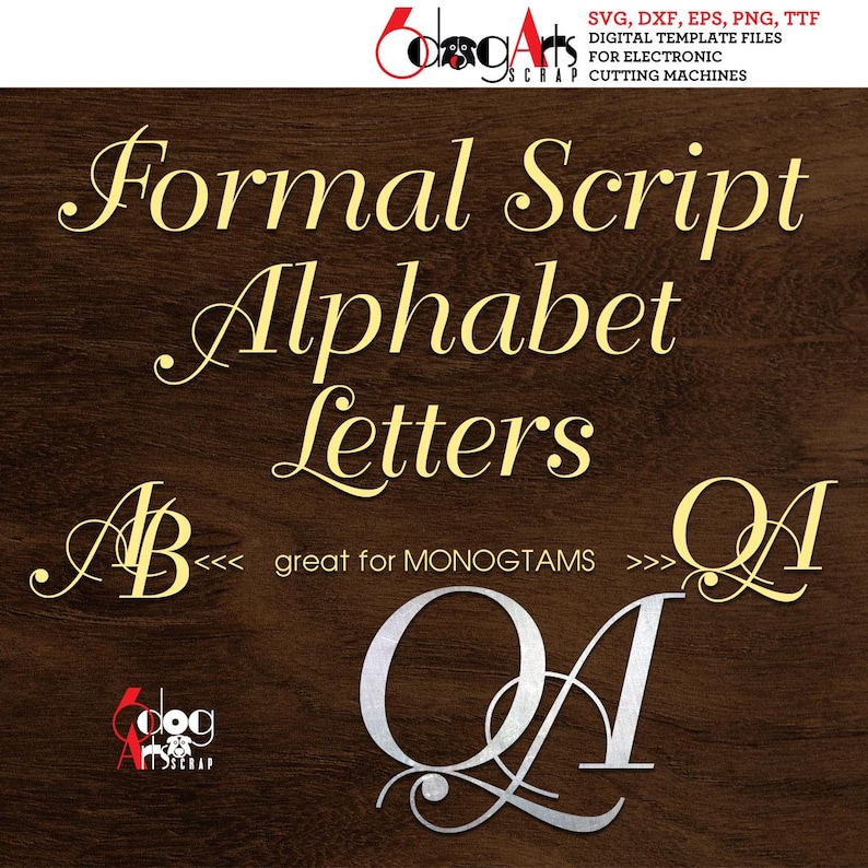 Formal Script TTF Font and SVG Alphabet Letters Vector Images Monogram ...
