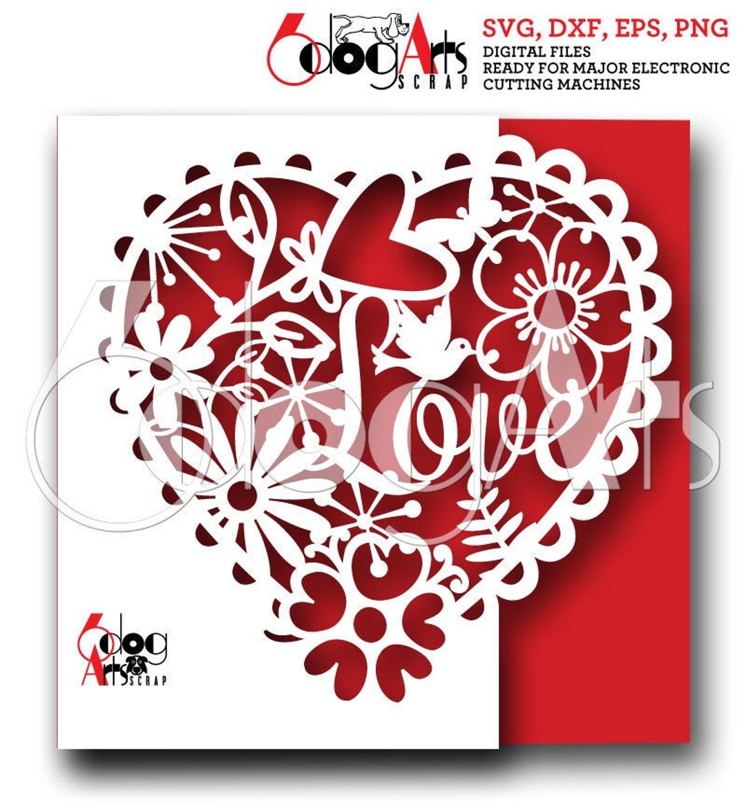 Valentine's Love Heart Floral Card Digital Cut Files Svg - Etsy