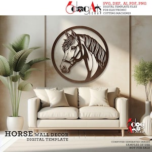 Horse Head Wall Decor SVG DXF Digital Templates Laser cnc Plasma Metal Wood Paper Cutting Vector Printable Instant Download