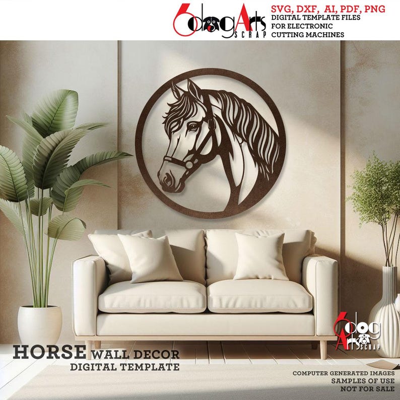 Horse Head Wall Decor SVG DXF Digital Templates Laser cnc Plasma Metal Wood Paper Cutting Vector Printable Instant Download