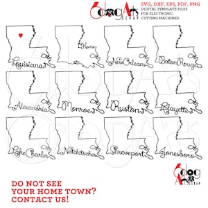 Louisiana Karte Umriss Typografie Designs SVG DXF Digitale Dateien Glow Forge Laser Cricut Schneiden Download Heat Press Transfer JB-1607a