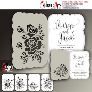 8 Bogenschenkel Rose Blumenspitze Kartenvorlagen Digital Schnitt SVG DXF-Dateien Hochzeitseinladung Laser schneidbar Download Silhouette Cricut JB-1330