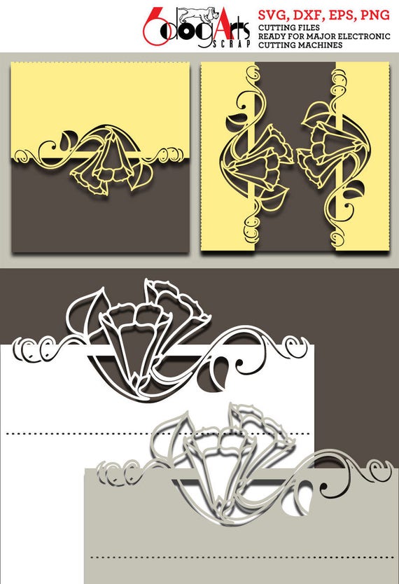 Download Items similar to 2 Floral Lace Cards Digital Cut Files ...