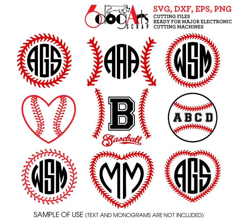 Download Baseball Monogram Frames Vector Digital Cut Files Svg Dxf ...
